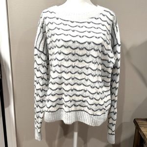 Club Monaco Pointelle Alpaca Blend Boatneck Sweater Blue